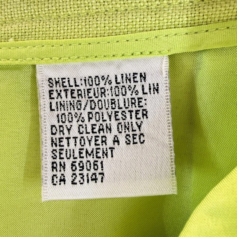 Talbots Irish Linen Button-Down A-Line Midi Skirt Sze 14 Lime Lined Beach Spring - Picture 4 of 10